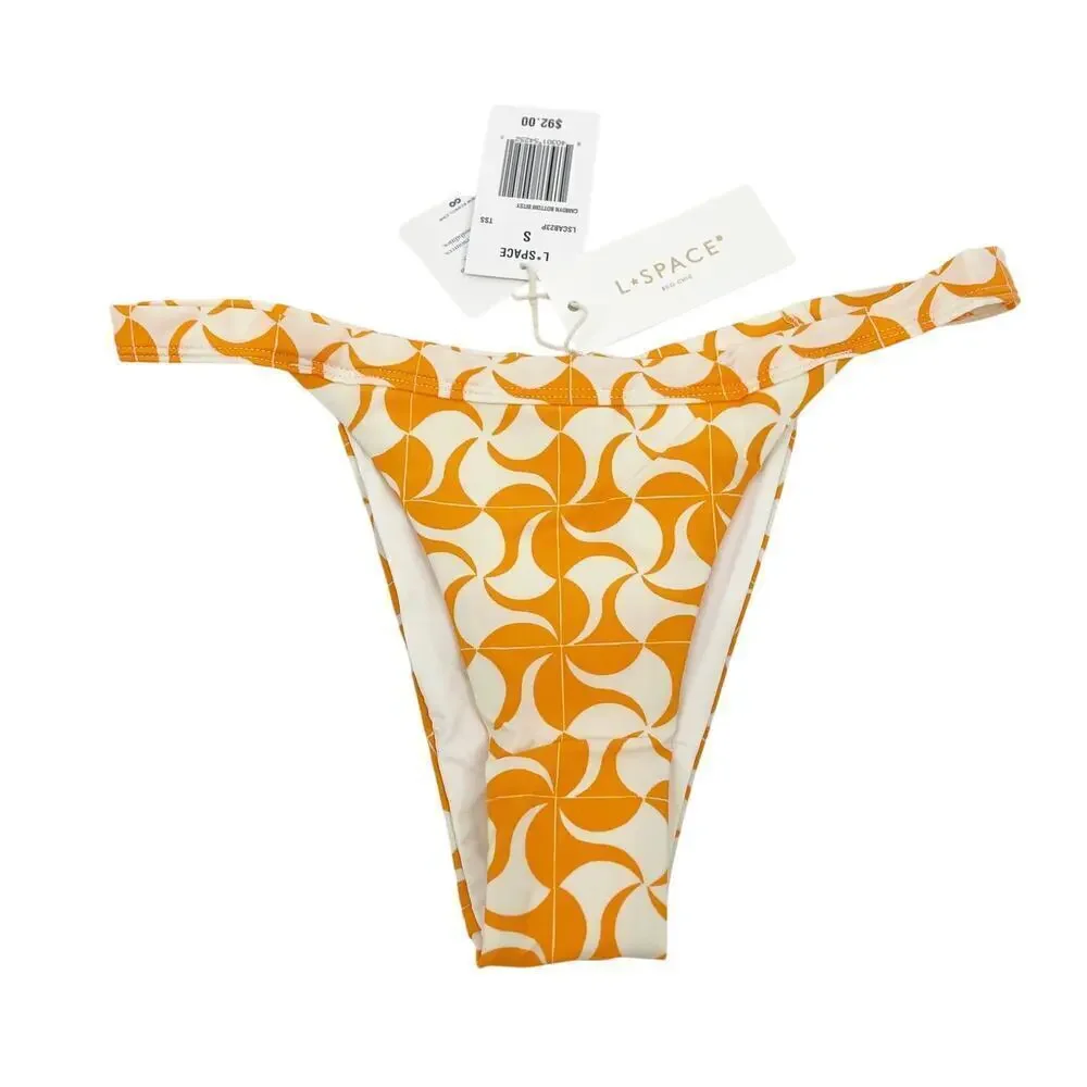 L*Space Camdyn Bitsy Bikini Bottoms High Cut Orange Tesselation Size Small NEW